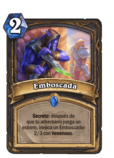 Rara · Hechizo · Cenizas de Terrallende · Secreto: después de que tu adversario juega un esbirro, invoca un Emboscador 2/3 con Venenoso.