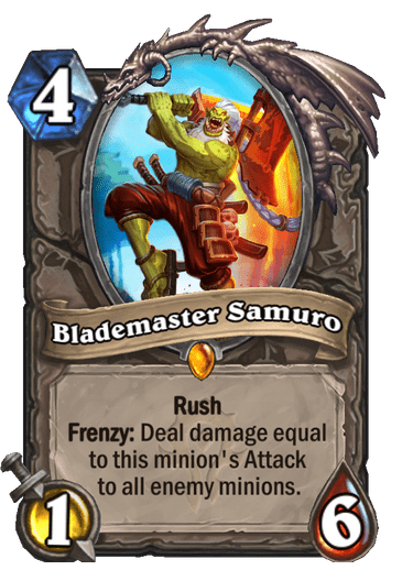 Legendary · Minion · Forged in the Barrens · Rush Frenzy: Deal damage equal to this minion