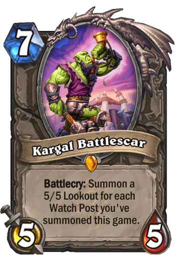 Legendary · Minion · Forged in the Barrens · Battlecry: Summon a 5/5 Lookout for each Watch Post you