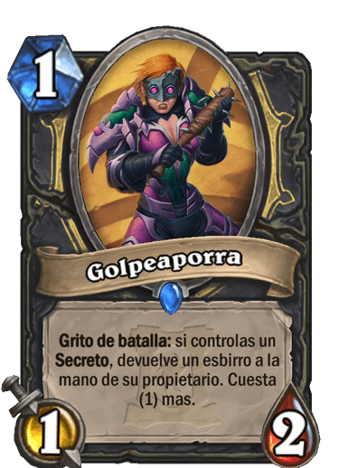 Rara · Esbirro · Cenizas de Terrallende · Grito de batalla: si controlas un Secreto, devuelve un esbirro a la mano de su propietario. Cuesta (1) mas.